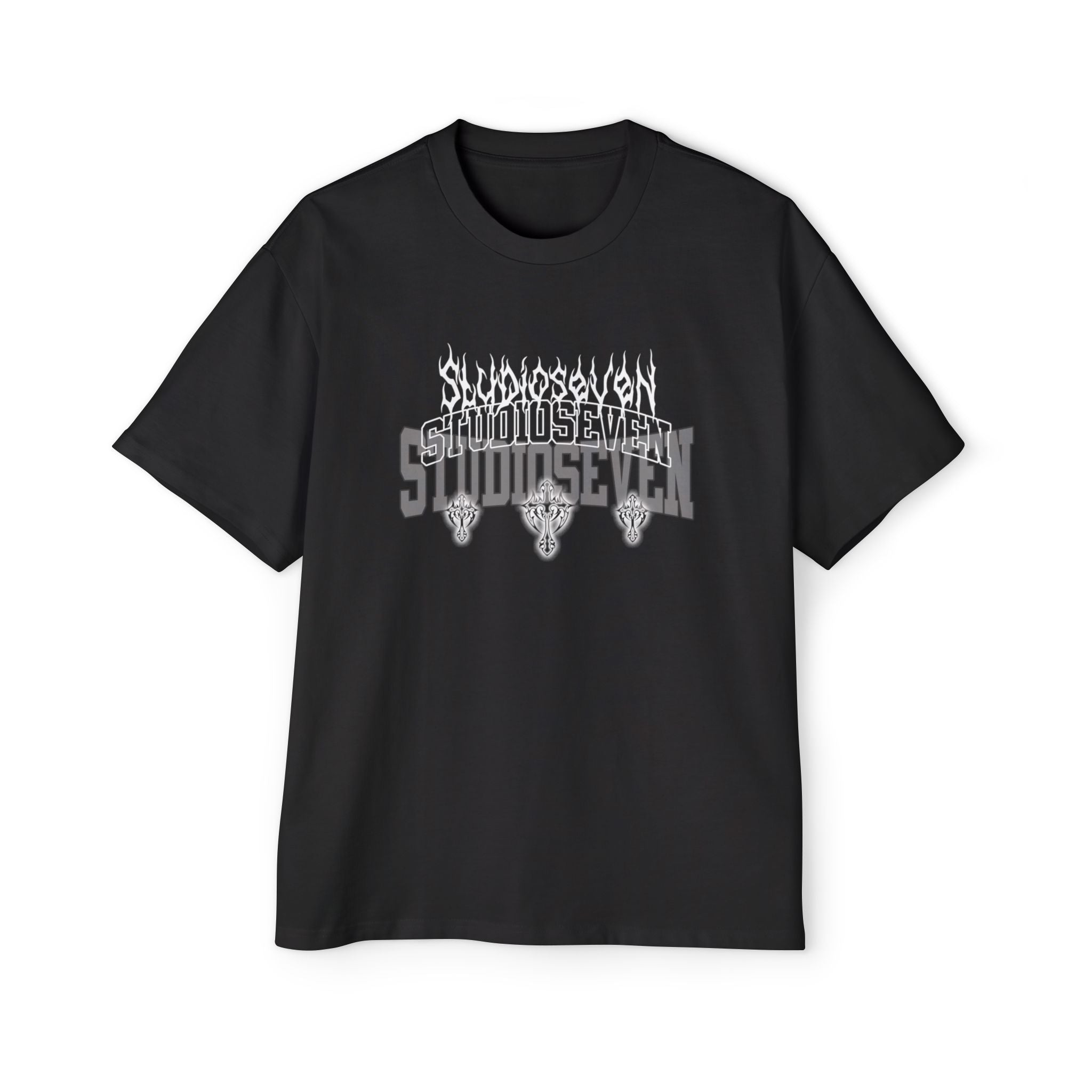 STUDIO SEVEN PACK T-Shirts BLACK Sサイズ１枚 SEVEN PACK T-SHIRTS | CAUTION LOGO | STUDIO SEVEN (スタジオ