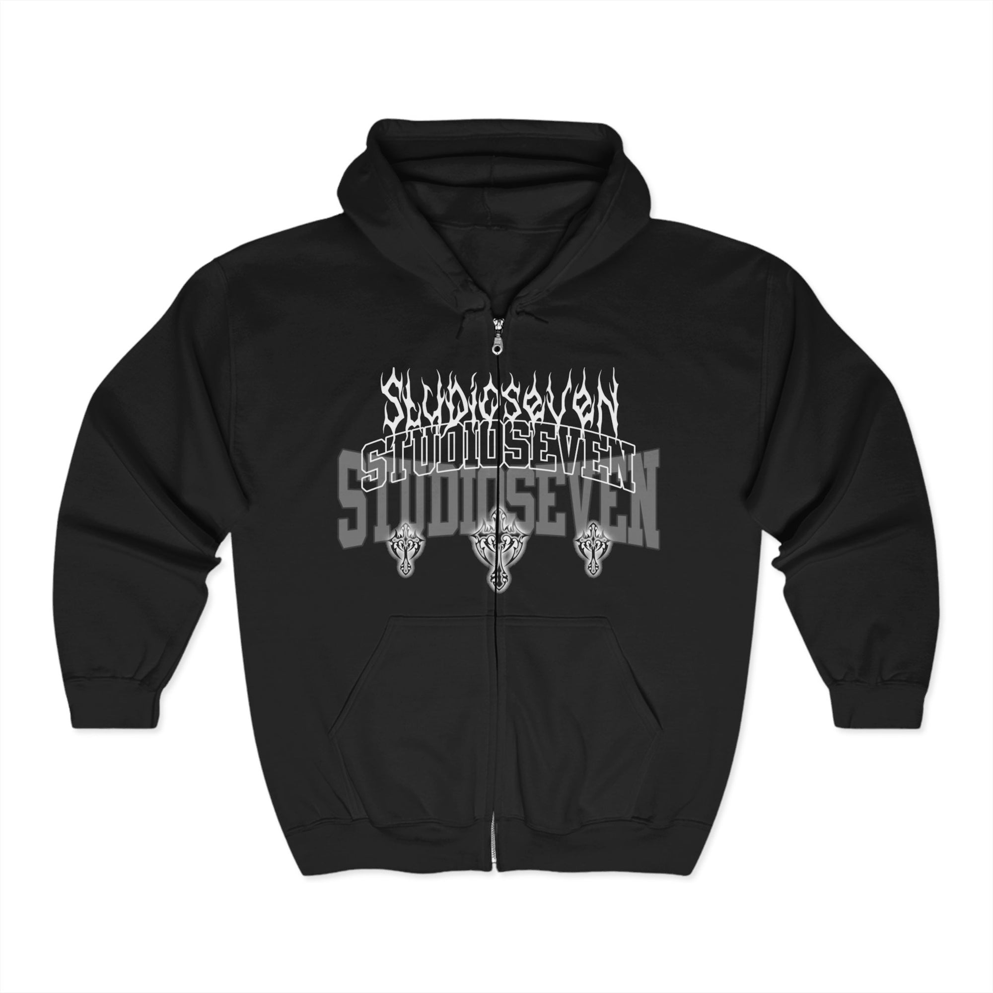 "Studio Seven" Unisex Zip-Up Graphic Hoodie